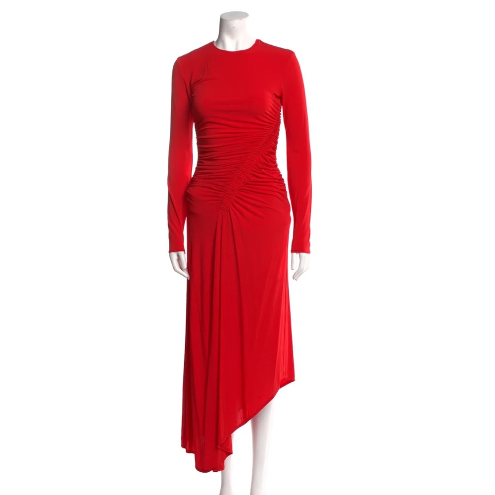 A.L.C. Red Asymmetrical Long Sleeve Cocktail Dress